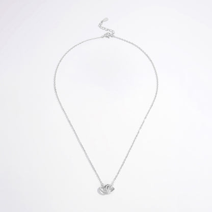 Linked Hearts 925 Sterling Silver Inlaid Zircon Heart Necklace