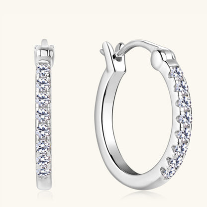 Front Studded 925 Sterling Silver Moissanite Huggie Earrings