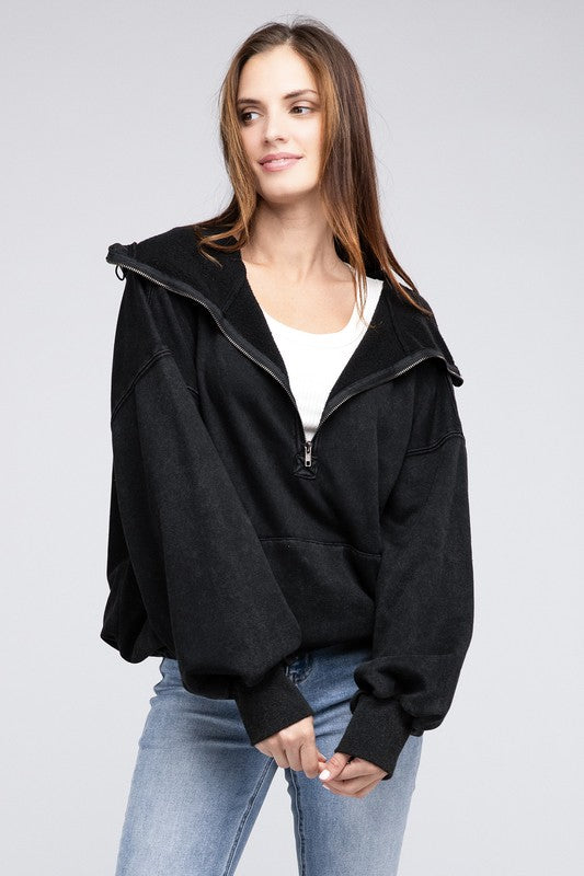 Stitch Detailed Cotton Elastic Hem Hoodie