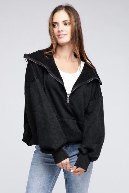 Stitch Detailed Cotton Elastic Hem Hoodie