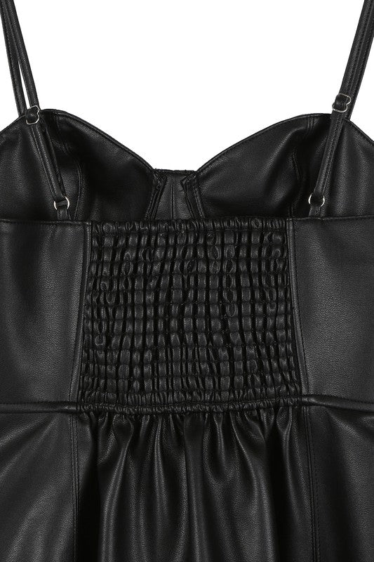 Vegan Leather Bustier Mini Dress