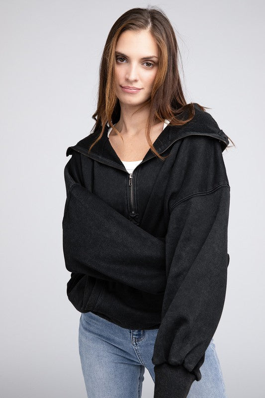 Stitch Detailed Cotton Elastic Hem Hoodie