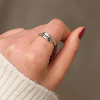 'I AM ENOUGH' 925 Sterling Silver Engraved Bypass Ring