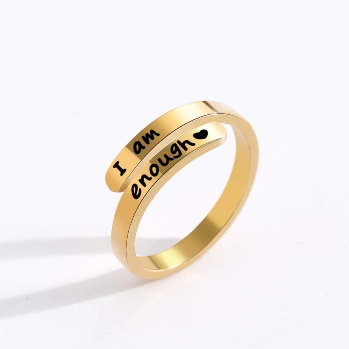 'I AM ENOUGH' 925 Sterling Silver Engraved Bypass Ring