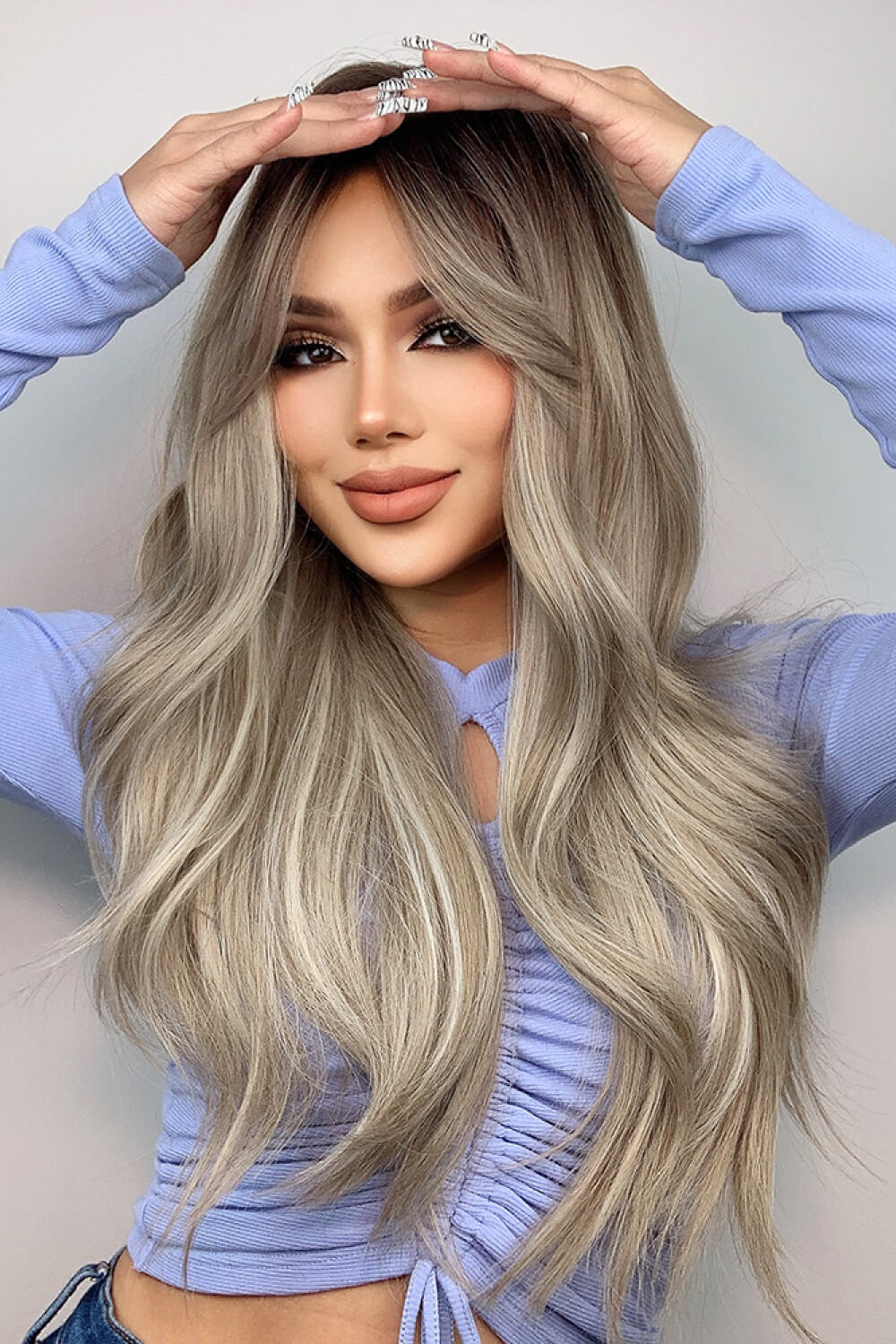 Sammy Ash Blonde Balayage Long Wave Wigs 26''