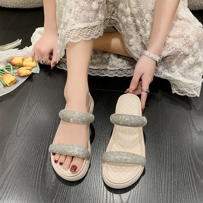 Eco-Leather Open Toe Platform Slide Sandals