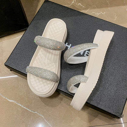 Eco-Leather Open Toe Platform Slide Sandals