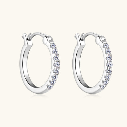 Front Studded 925 Sterling Silver Moissanite Huggie Earrings