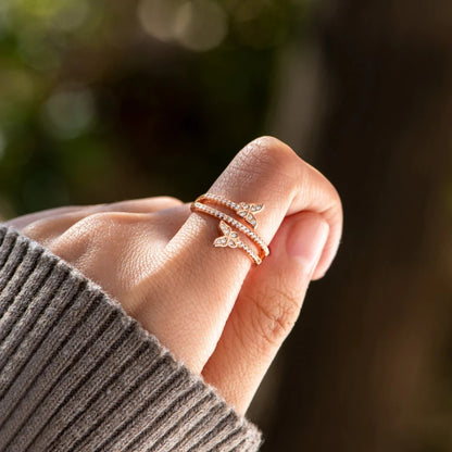 Butterfly Wrapped 925 Sterling Silver Inlaid Zircon Ring