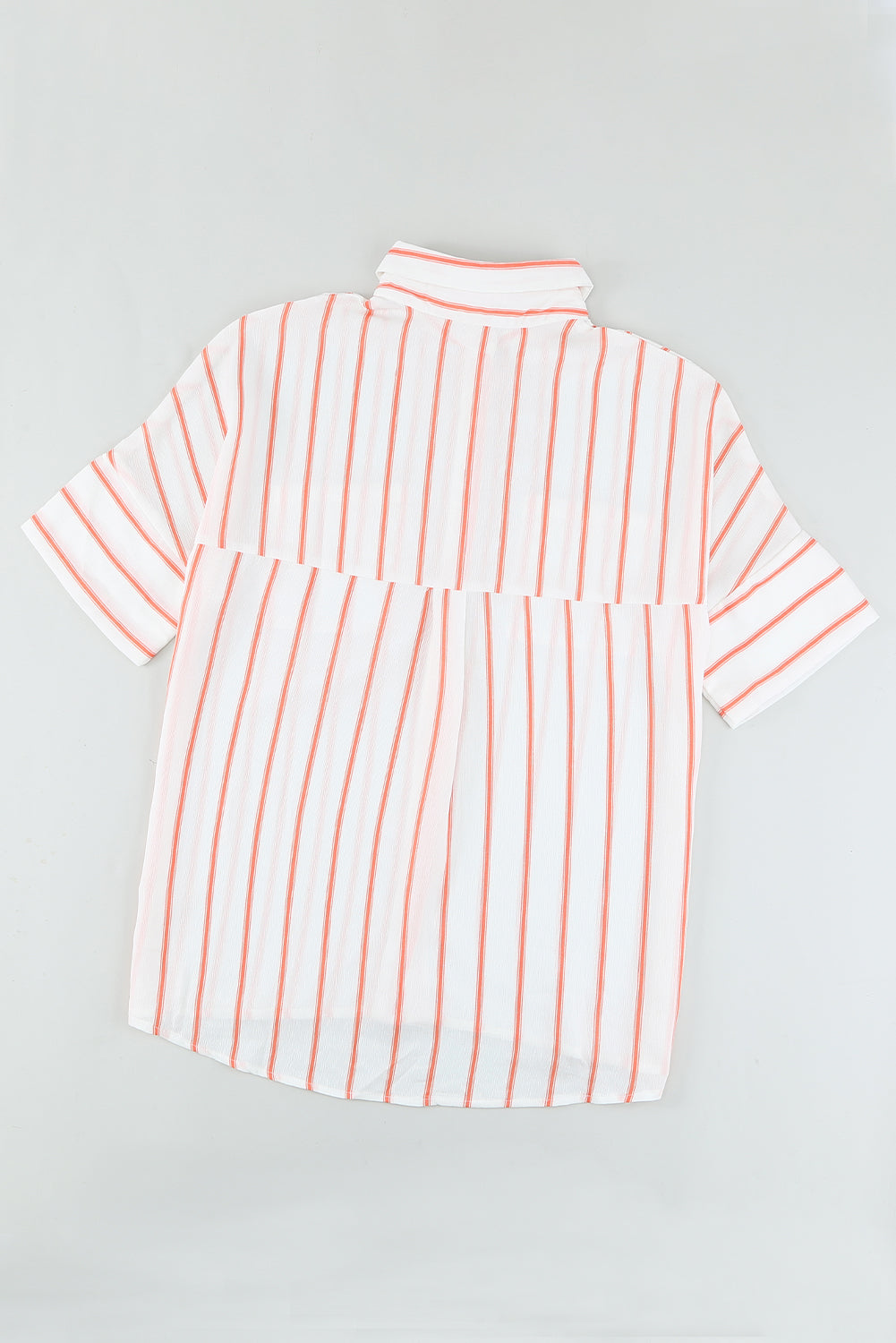 Black Striped Casual Short Sleeve Shirt with Pocket