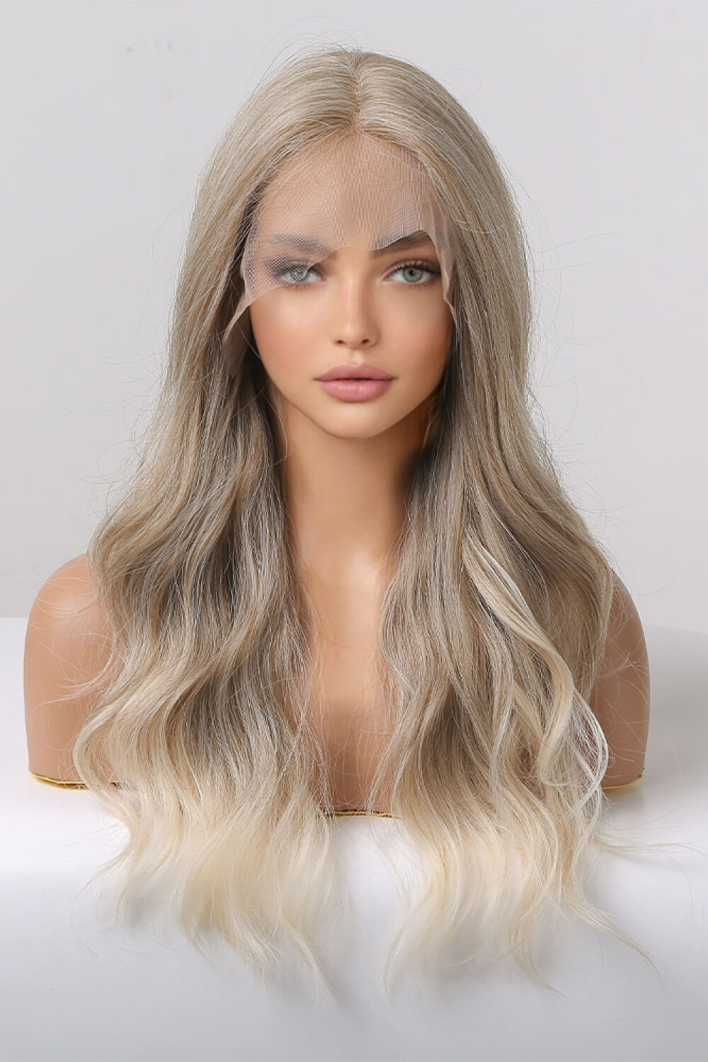 Kierra 13 x 2" Lace Front Wigs Synthetic Long Wave 24" 150% Density in Medium Blonde Highlights