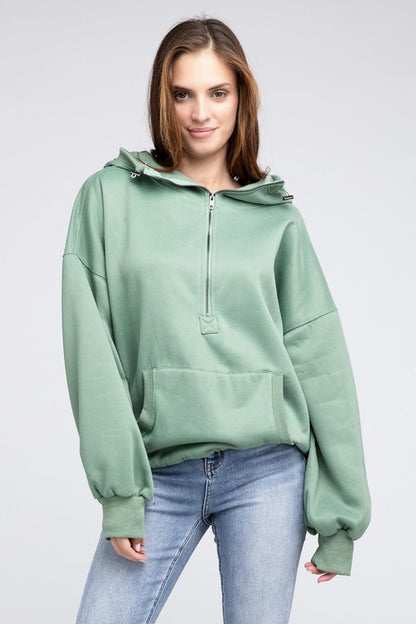 Stitch Detailed Cotton Elastic Hem Hoodie