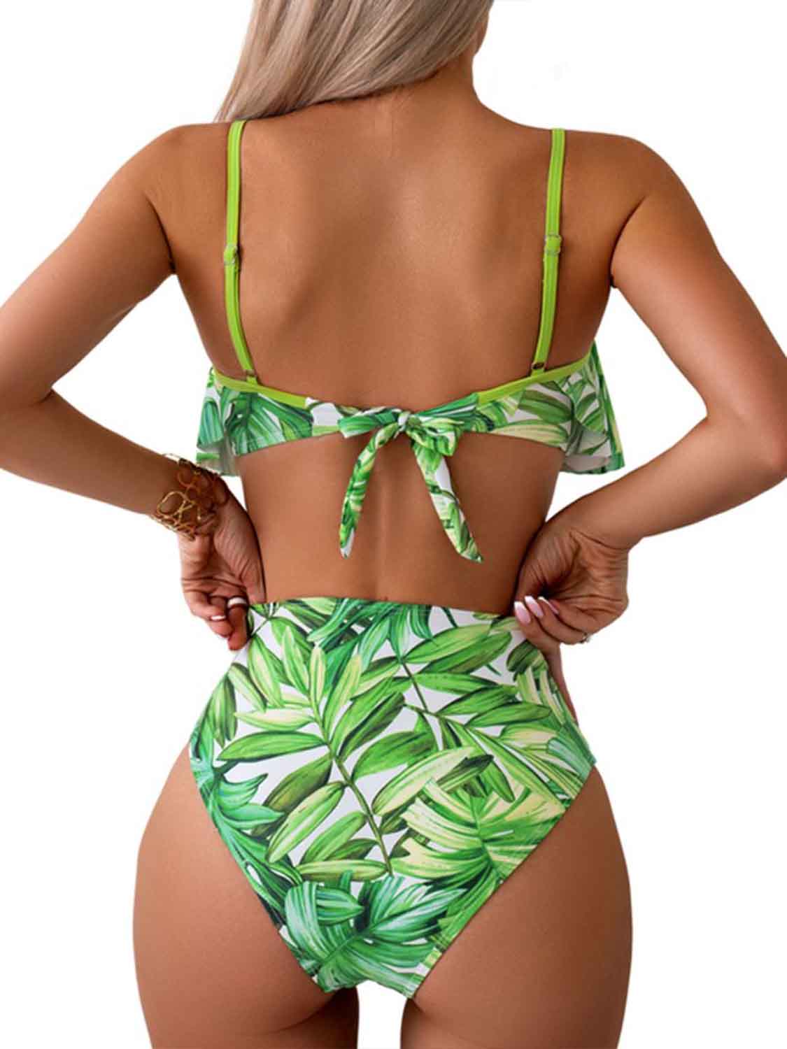 Spaghetti Strap Curtain Front Notched Bikini Set