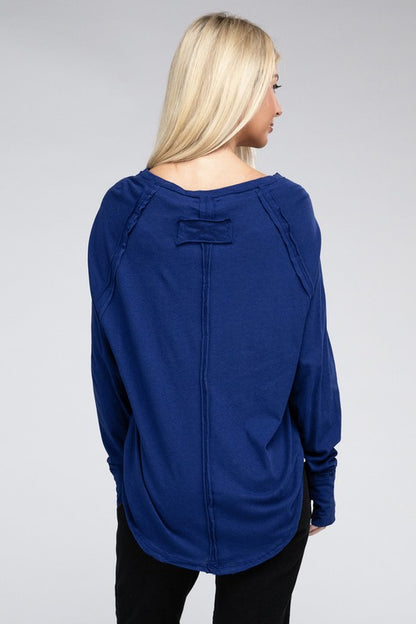 Cotton Raglan Sleeve Thumbhole Top