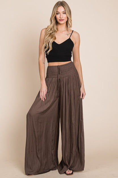 Ruche Waist Wide Leg Resort Pants