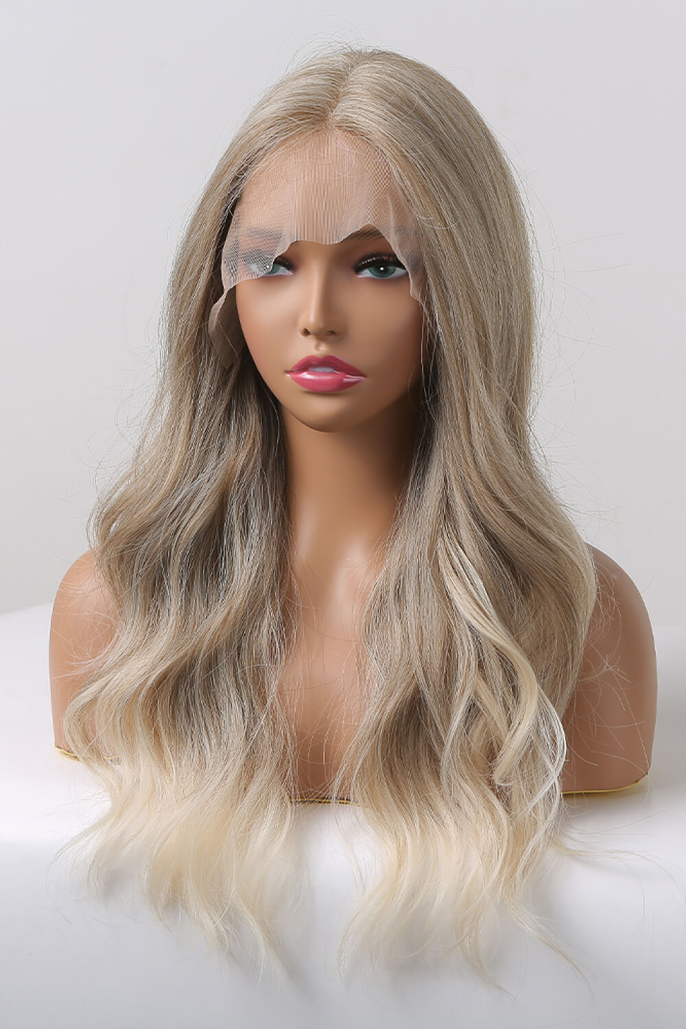 Kierra 13 x 2" Lace Front Wigs Synthetic Long Wave 24" 150% Density in Medium Blonde Highlights