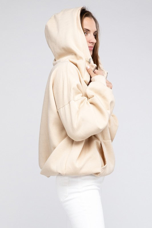 Stitch Detailed Cotton Elastic Hem Hoodie