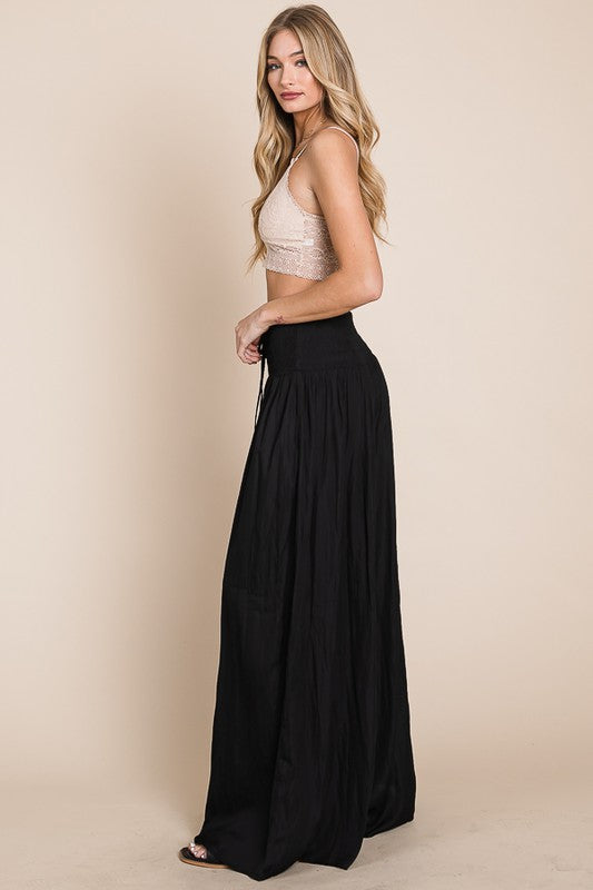 Ruche Waist Wide Leg Resort Pants