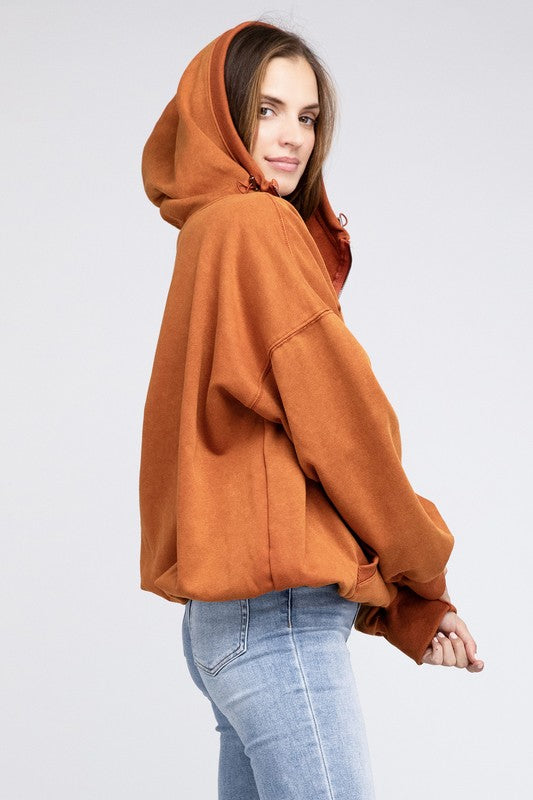 Stitch Detailed Cotton Elastic Hem Hoodie