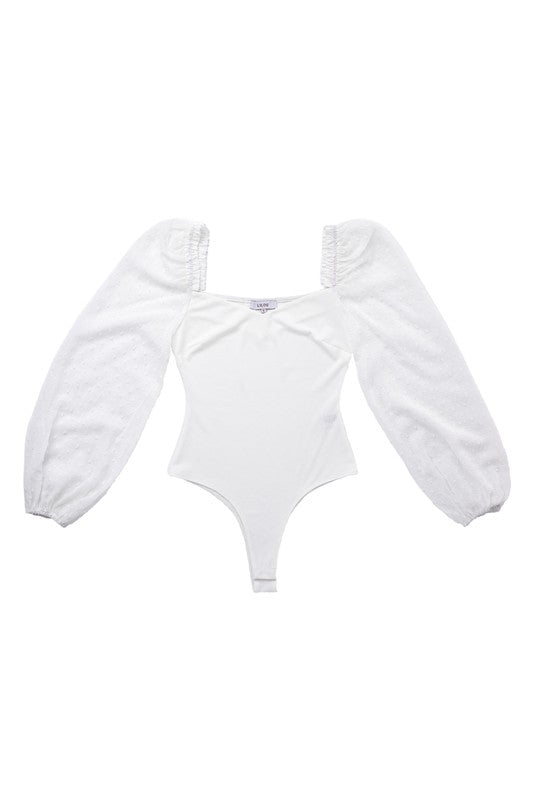 Knotted Shirring Sleeve Bodysuit