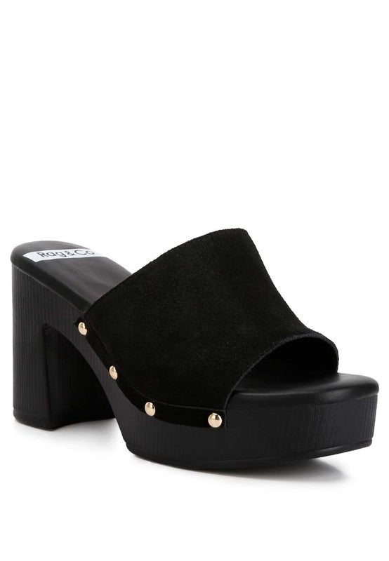 Kita Suede High Block Heel Mules