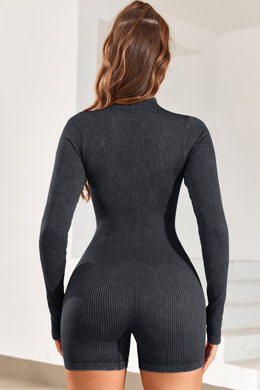 Mock Neck Long Sleeve Active Romper