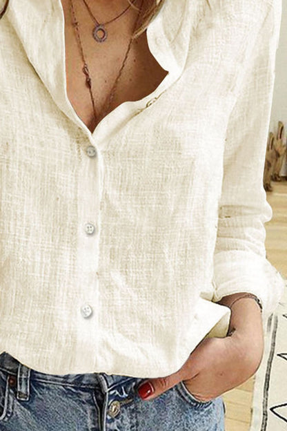 Button Up Long Sleeve Shirt - Cream