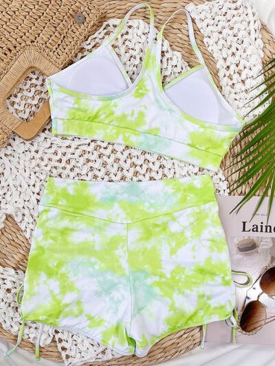 Kota Tie-Dye Spaghetti Strap Top and Drawstring Shorts Swim Set