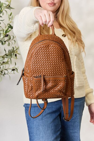 Bria PU Leather Woven Backpack