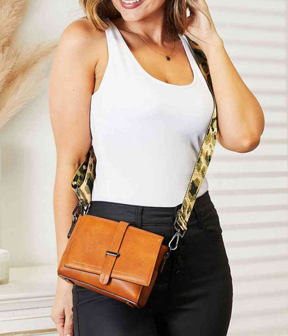 Anah PU Leather Wide Strap Crossbody Bag