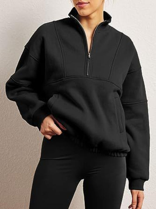 Elm Half Zip Dropped Shoulder Sweatshirt