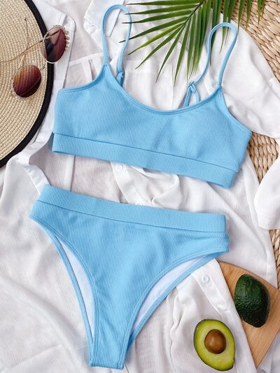 Alecsa Scoop Neck Spaghetti Strap Two-Piece Swim Set