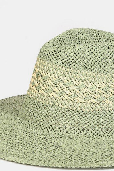 Pastel Green Contrast Wide Brim Straw Hat