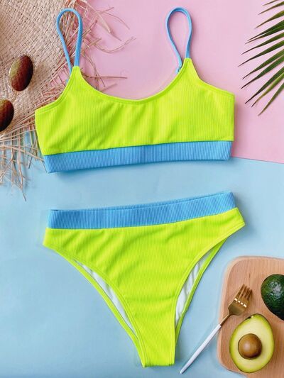 Alecsa Scoop Neck Spaghetti Strap Two-Piece Swim Set