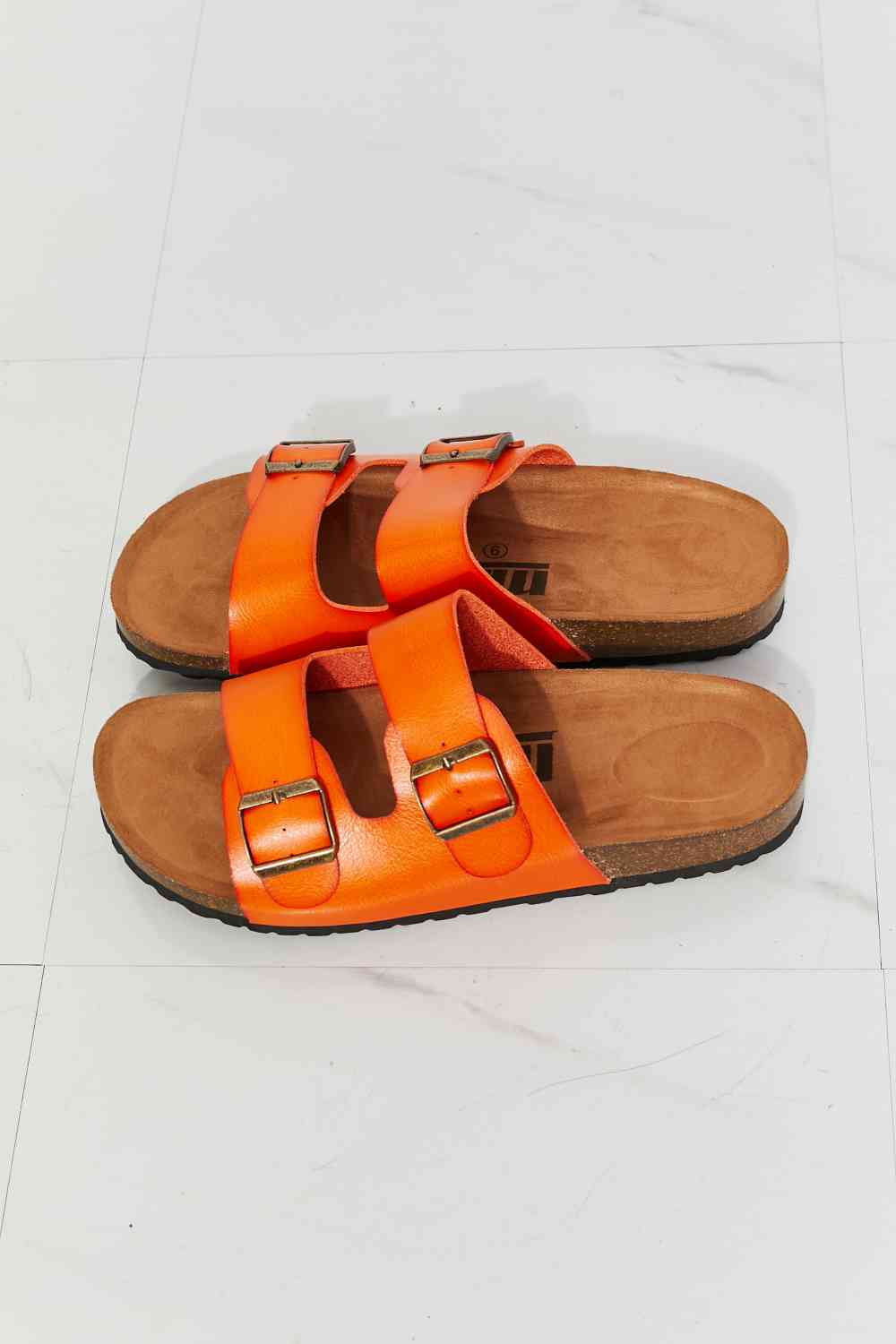 Double Banded Slide Sandals - Orange