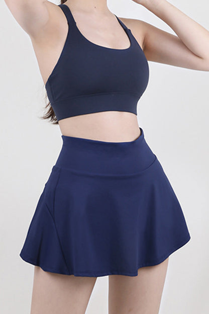 High Waist Pleated Active Skirt Skort