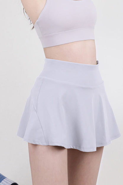 High Waist Pleated Active Skirt Skort