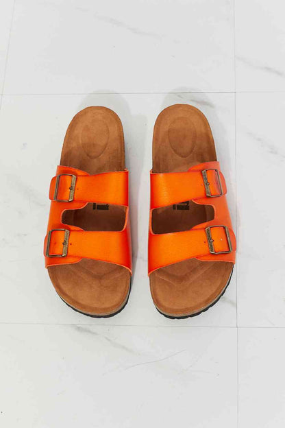 Double Banded Slide Sandals - Orange