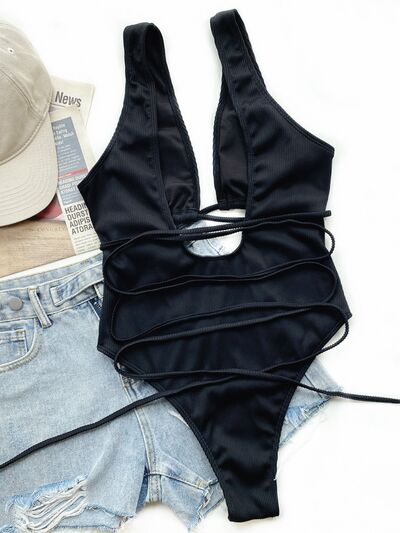 DiDi Ribbed Lace Up One-Piece Swimsuit