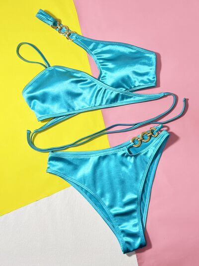 Mina Chain Detail Crisscross Bikini Set