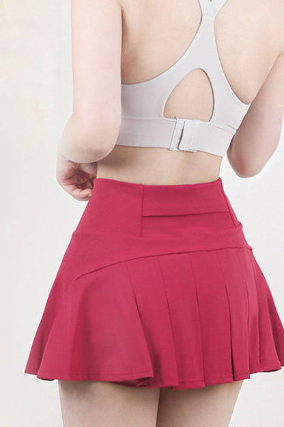 High Waist Pleated Active Skirt Skort