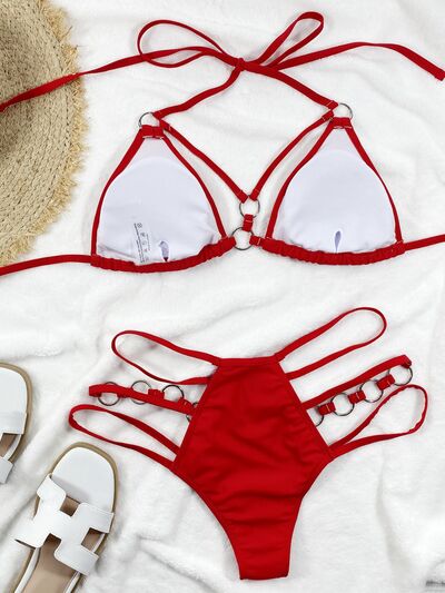 Cutout Halter Neck Two-Piece Bikini Set