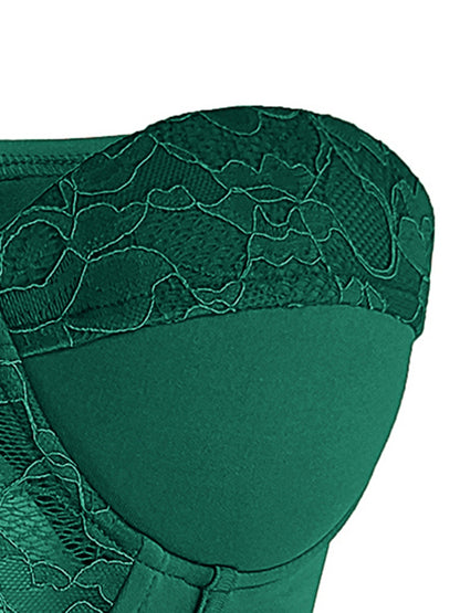 Lace Detail Sweetheart Neck Bustier - Emerald