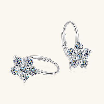 1.2 Carat 925 Sterling Silver Moissanite Flower Huggie Earrings