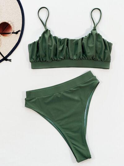 Elle Adjustable Strap Ruche Two-Piece Swim Set