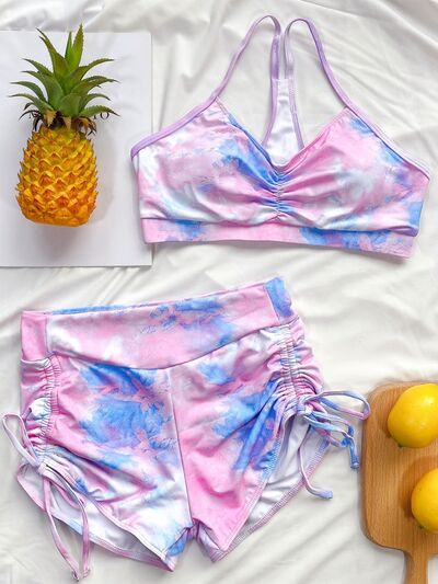 Kota Tie-Dye Spaghetti Strap Top and Drawstring Shorts Swim Set