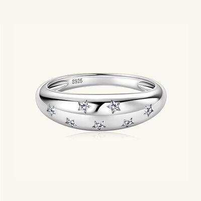 Sterling Silver Inlaid Moissanite Star Ring