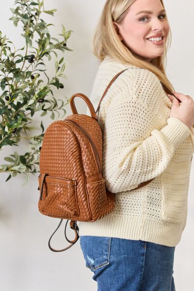 Bria PU Leather Woven Backpack