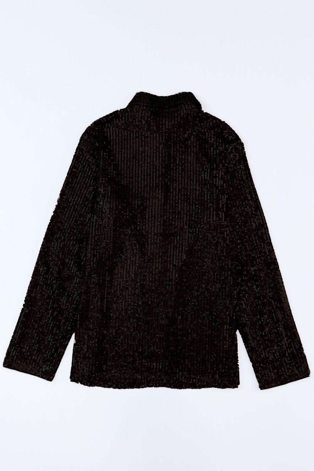 Sequin Button Up Long Sleeve Shirt - Black