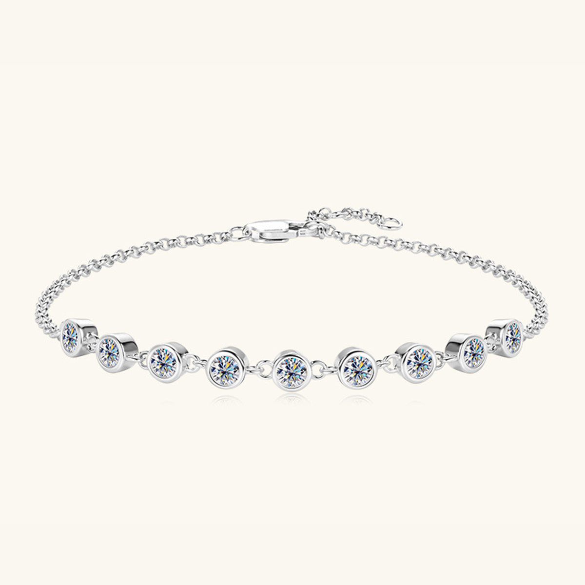 Inlaid Moissanite Sterling Silver Bracelet